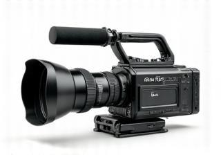 Professional video camera with large lens